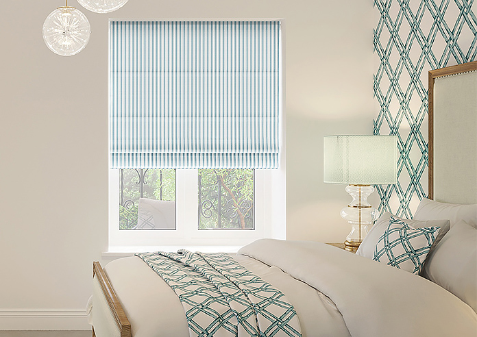 Lace Stripes, Electric Blue - Twist&Fit Roman Blind - Image 3